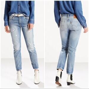 NEW Levi's 505C Cropped Women's Jeans Size 25 Distressed Denim Orange Tab‎ $158